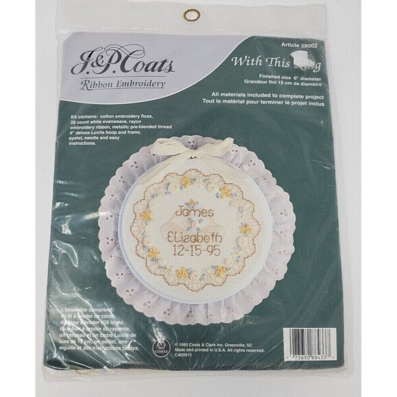 VINTAGE J & P COATS RIBBON EMBROIDERY KITS SET OF 2 NOS SAMPLER WEDDING DAY - Picture 6 of 12